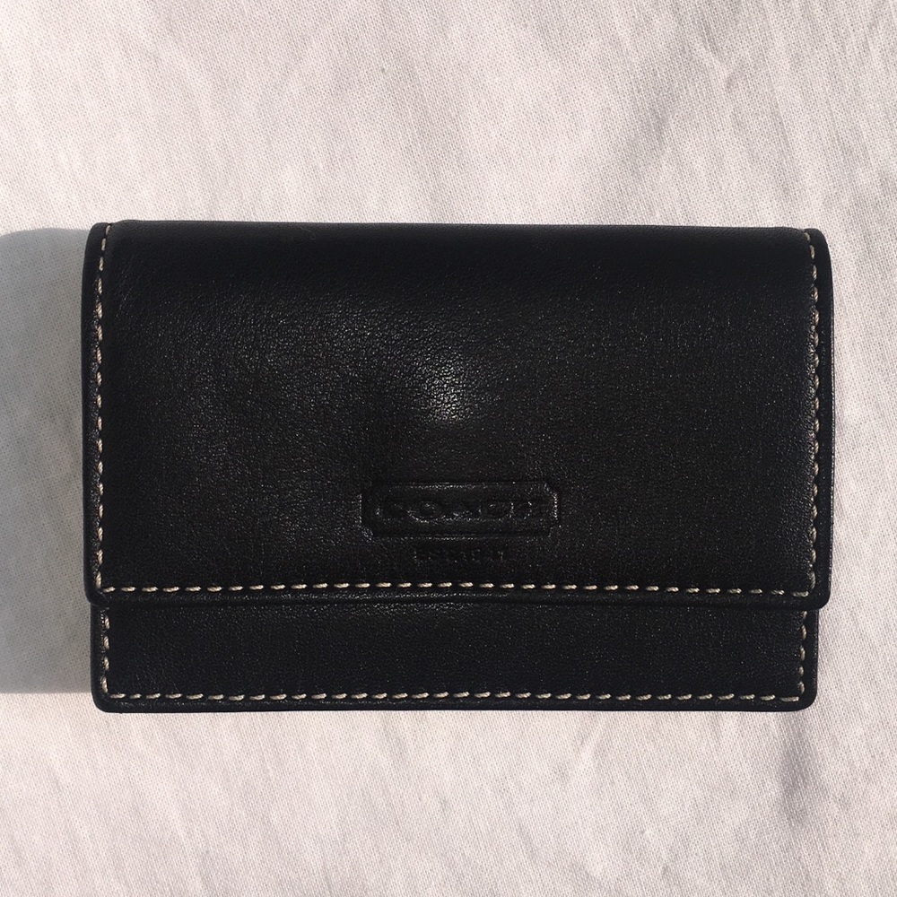 Coach Leather Expandable Black Card Holder